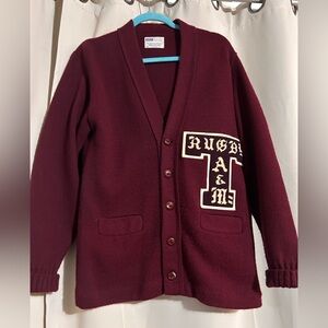 AMF Varsity A&M Letterman Cardigan Vintage 50S To 70S Era ..Burgundy
